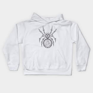 Monochrome Steampunk Mechanical Spider Kids Hoodie